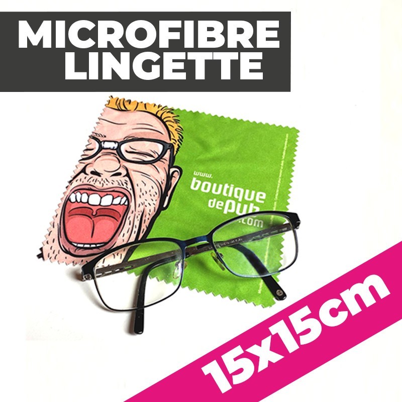 Deux lingettes microfibre personnalisées pour nettoyage lunettes · 10 x 15  cm